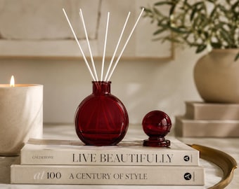 Ruby Reed Diffuser Bottle | Ruby Glass Diffuser Vessel | Modern Home Fragrance | Refillable Glass Diffuser Container