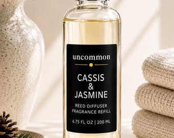 Black Currant and Jasmine Reed Diffuser Refill | Cassis & Jasmine Home Fragrance Oil | 6.8 oz | Includes 5 Reeds