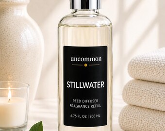 Fresh  Water Lotus Stillwater Reed Diffuser Refill Oil |  Earthy Zen Home Fragrance (6.75 oz) |Includes 5 Reeds|Riverstone