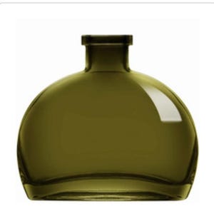 Fiji Olive Green Glass Reed Diffuser Bottle with Glass Ball Stopper | 6 oz Refillable Diffuser Vessel
