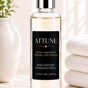 Grapefruit & Jasmine Reed Diffuser Refill | Fresh Citrus Home Fragrance Oil | Attune | 6.8 oz | Includes 5 Reeds