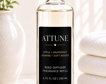 Grapefruit & Jasmine Reed Diffuser Refill | Fresh Citrus Home Fragrance Oil | Attune | 6.8 oz | Includes 5 Reeds