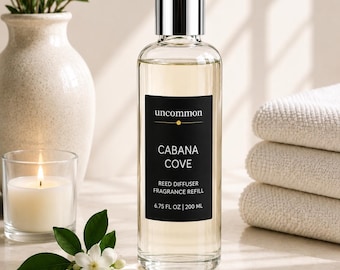 Coconut Orchid & Vanilla Reed Diffuser Refill Oil | Cabana Cove | Vegan Home Fragrance (6.75 oz) | Includes 5 Fiber Reeds|Coco Cabana