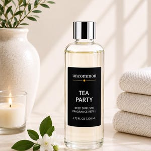 White Tea Bergamot Jasmine Reed Diffuser Refill Oil | Vegan Home Fragrance (6.75 oz) | Includes 5 Fiber Reeds | Tea Party