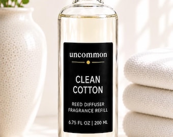 Clean Cotton Reed Diffuser Refill | Fresh Linen Home Fragrance Oil | 6.75 oz | Includes 5 Reeds | Luxury Diffuser Oil