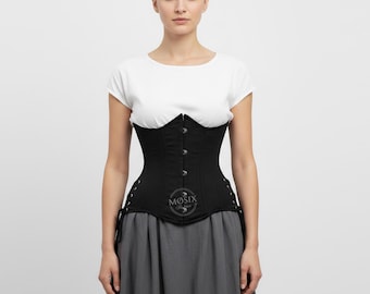 Women’s Underbust Corset | Handmade Cotton Twill Steel Boned | Gothic Steampunk Tight Lacing Waist Trainer | Burlesque Lace Up