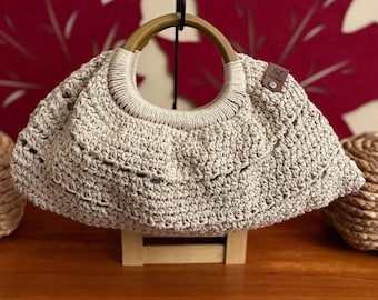 Sylish handgemaakte gehaakte natuurlijke clutch