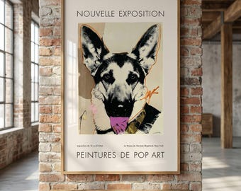 German Shepherd Pop Art Poster: Exhibition Style Dog Wall Print