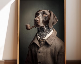 Poster del cane da caccia tedesco a pelo corto: stampa artistica divertente del cane