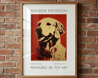 Golden Retriever Pop Art Poster: Modern Dog Wall Print