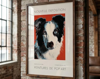 Border Collie Pop Art Poster: Modern Dog Wall Print