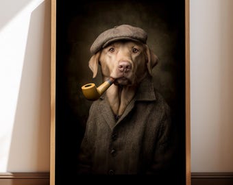 Labrador Retriever Art Print: Funny Tweed Dog Portrait