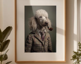 Poodle Art Print: Funny Distinguished Dog Poster