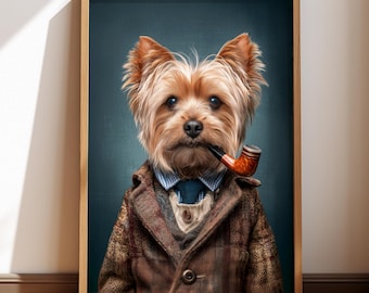 Yorkshire Terrier Art Print: Funny Dog Portrait, Distinguished Doggos Collection