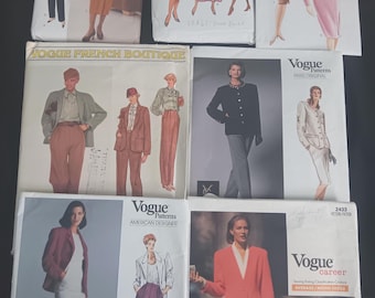 Vintage Vogue Sewing Patterns Lot of 7, Sizes 12-16 UNCUT (1980s-90s)
