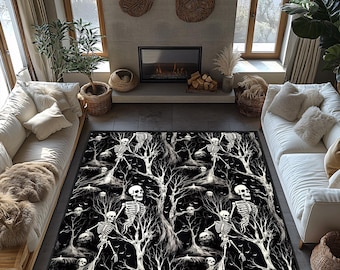 Creepy Skull Rug - Plush Cotton Chenille Halloween Floor Mat