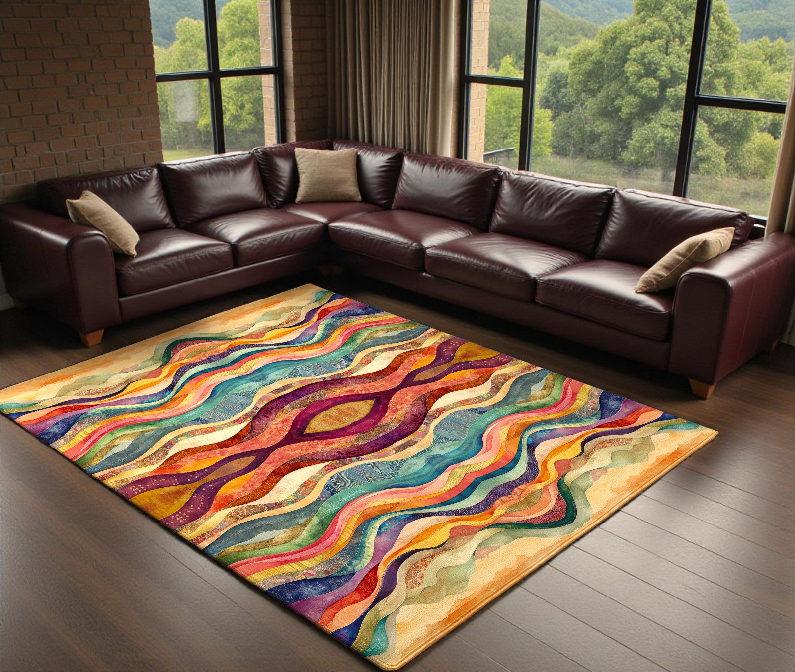 Colorful Multi Abstract Rug Abstract Area Rug: Colorful Modern Design - Washable and Non-slip - Etsy