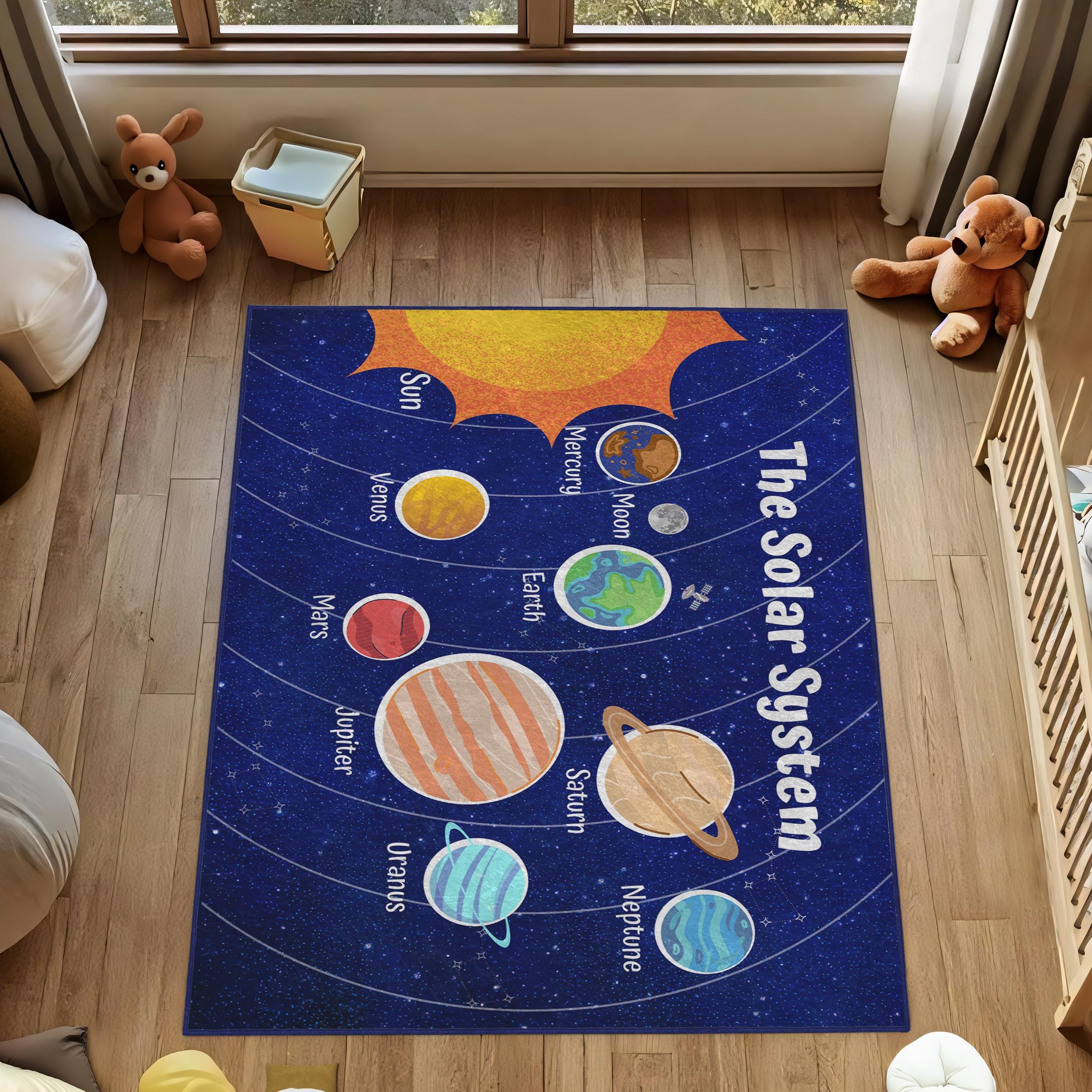 Solar Systen Rug Educational Solar System Rug for Kids: Planet Theme Nursery Decor - Etsy