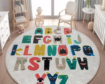 Monsters ABC Playroom Rug - Soft, Educational Kids Mat