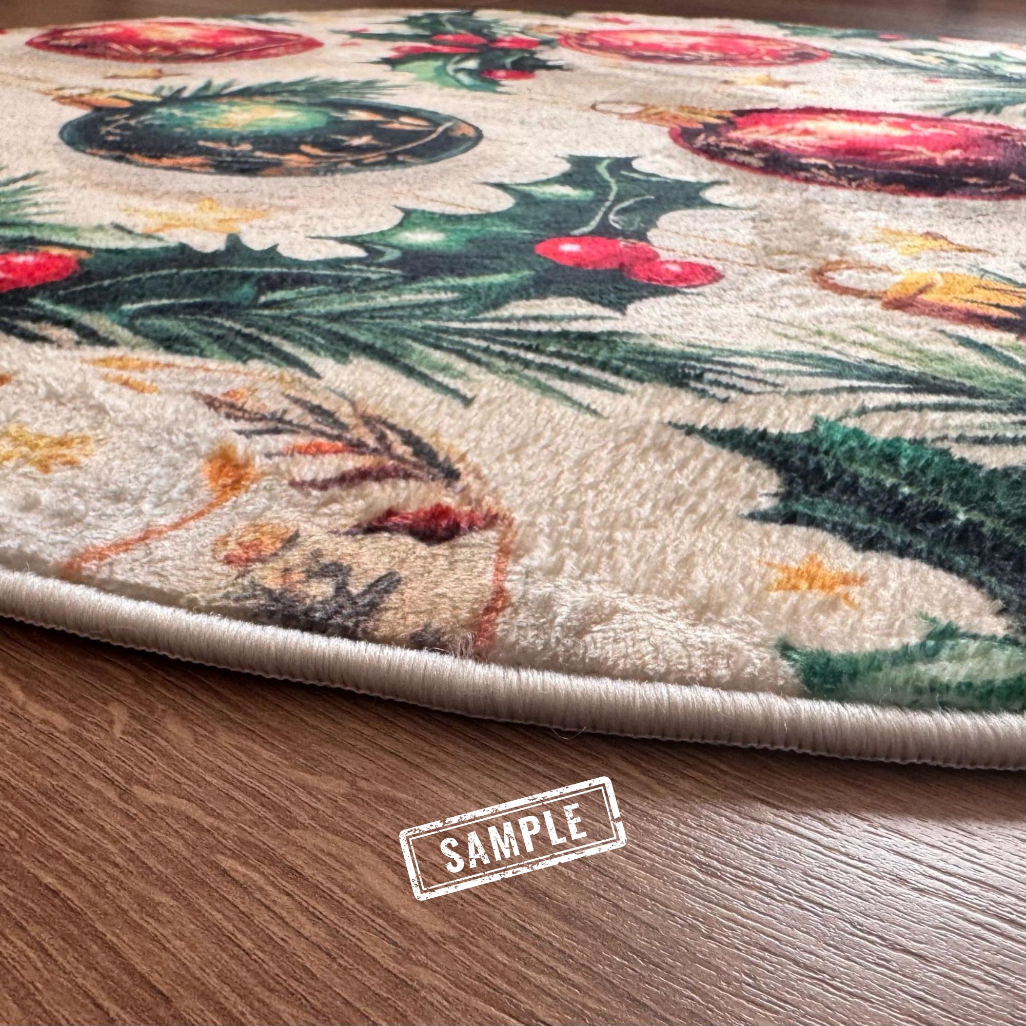 Holiday Round Rug, Santa and Mrs. Claus (non-slip, Washable) - Etsy