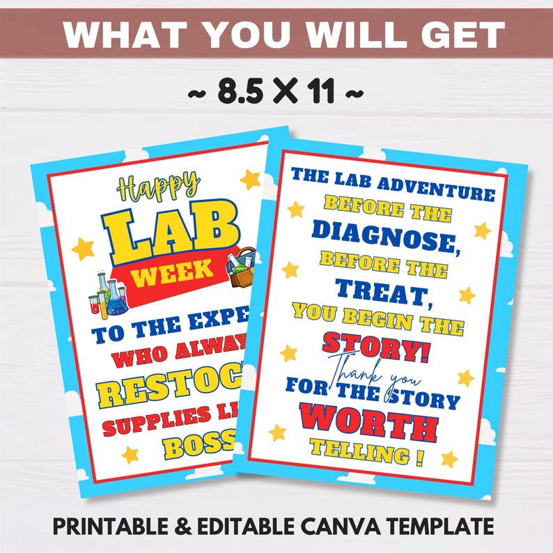 Lab Present Lab Week 2026 Printable Signs Bundle, Editable Lab Story Theme Posters ...