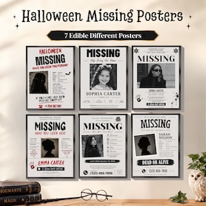 Halloween Missing Sign, Missing Person Poster, Mystery Party Prop, Horror Party Decor, Detective Party