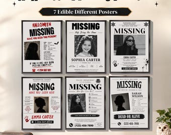 Cartello di persona scomparsa per Halloween, poster di persona scomparsa, accessorio per feste a tema mistero, decorazioni per feste horror, festa a tema detective