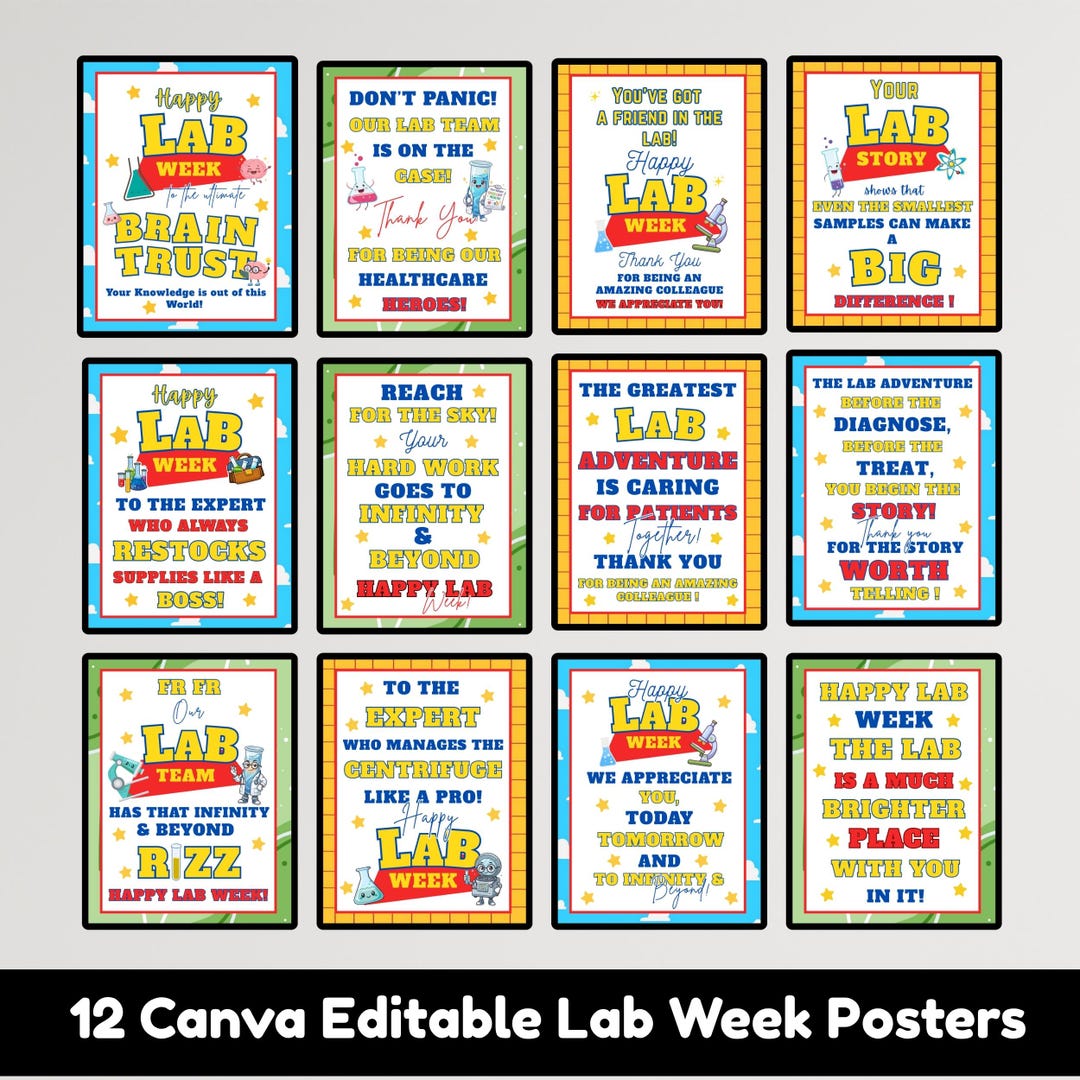Lab Present Lab Week 2026 Printable Signs Bundle, Editable Lab Story Theme Posters ...