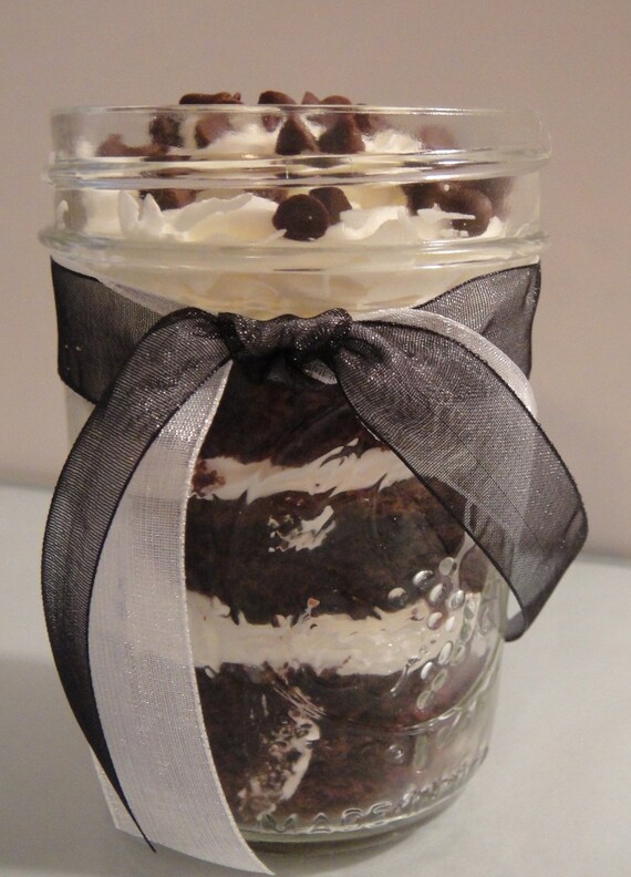 Items similar to White Double Dose Of Chocolate Cake In A Jar 8 oz (4