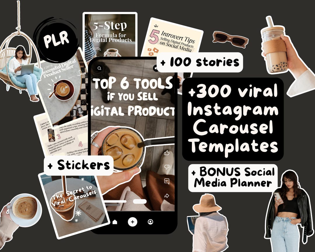 Viral Aesthetic Carousel Templates Bundle for Instagram, Editable ...