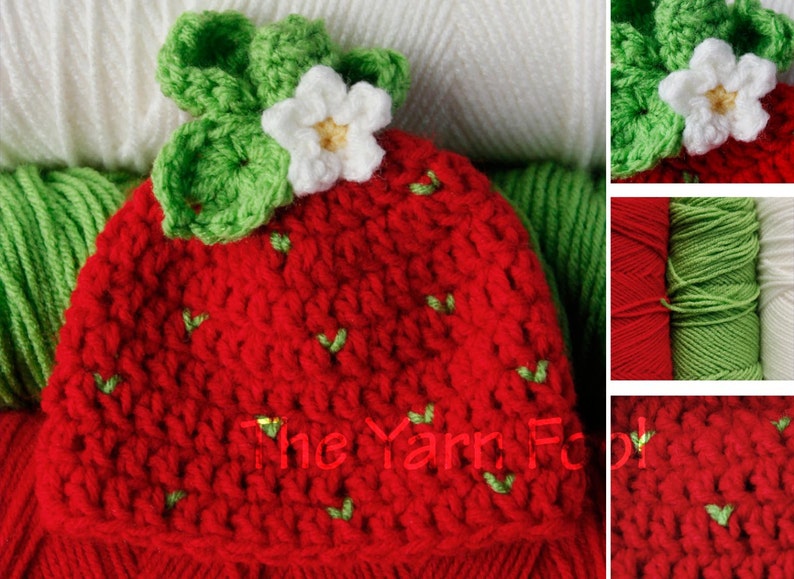 Teen Infant Adult Size Crochet Strawberry Hat Child Newborn