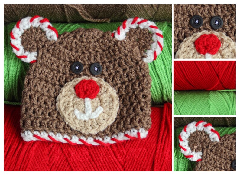 Newborn Child Size Crochet Gingerbread Bear Hat Infant