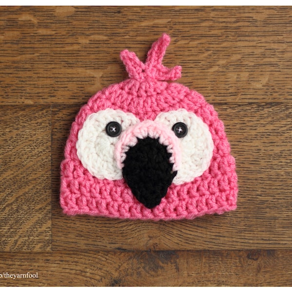 Gorro de crochet de flamenco rosa - Disponible en todos los tamaños HECHO A PEDIDO
