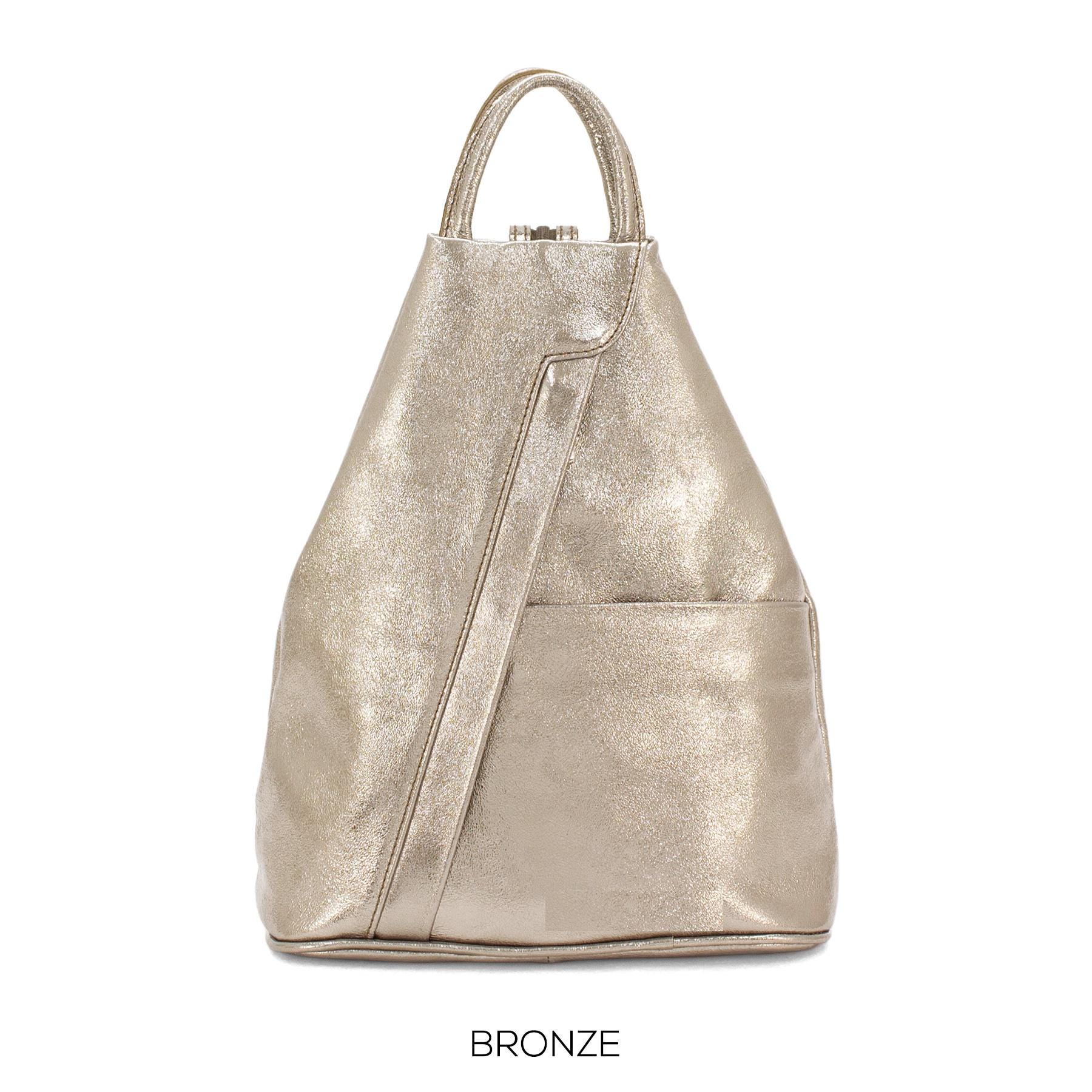 Leather Triangular Backpack: Silver Hardware, Travel Rucksack - Etsy