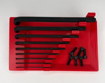 Bondhus Metric Allen Wrench Organizer with Magnetic Parts Tray, Gridfinity 42mm Hex Key Holder