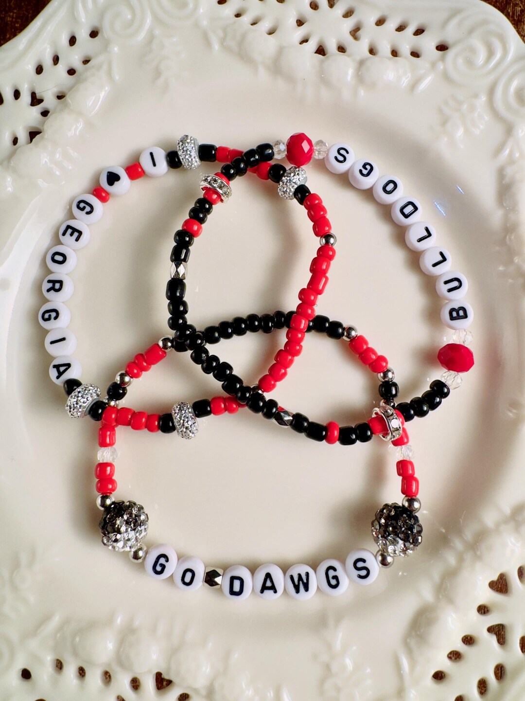 Georgia Bulldogs NCAA UGA 'How Bout Them Dawgs' Bracelets | Set Of 2 | Unisex