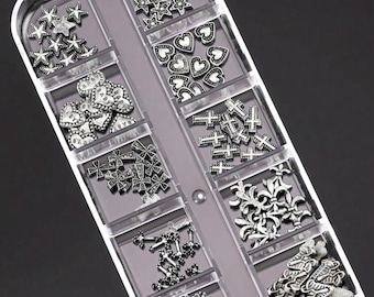 Metal heart shape nail crosses charms silver