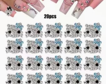 20pcs 3D alloy blue bow hello kitty charm