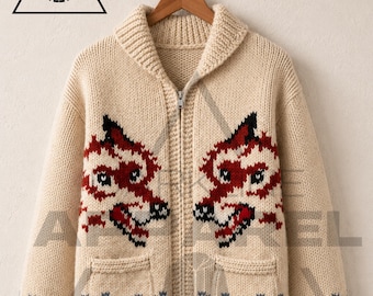 Fox Cardigan inspiriert Hail Mary Canadian Style Sweater handgestrickter Herren-Pullover mit Reißverschluss