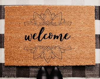 Mandala Coir Doormat, Housewarming Welcome Mat