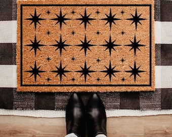 Star Pattern Doormat, Celestial Star Welcome Mat, Modern Porch Decor