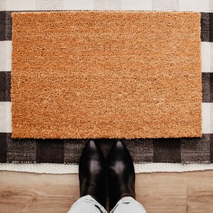 Pink Floral Welcome Doormat, Coir Doormat for Spring Season, Front Door Decor 16x24 (Blank)