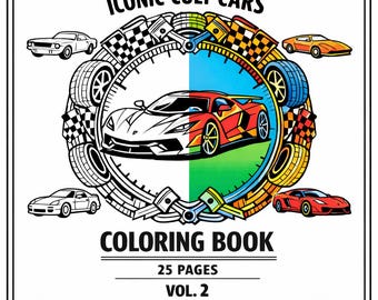 Cult Car Coloring Pages – Vol 2, Classic & Supercar Line Art (PDF)