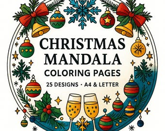 Dibujos de mandalas navideños para colorear – 25 diseños festivos (Descarga en PDF)