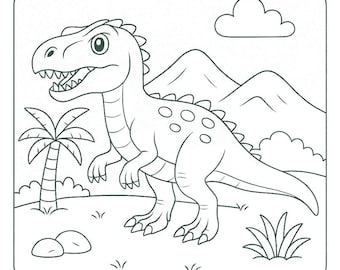 Dibujos para colorear de dinosaurios imprimibles / Actividad divertida para niños / Descarga digital en PDF