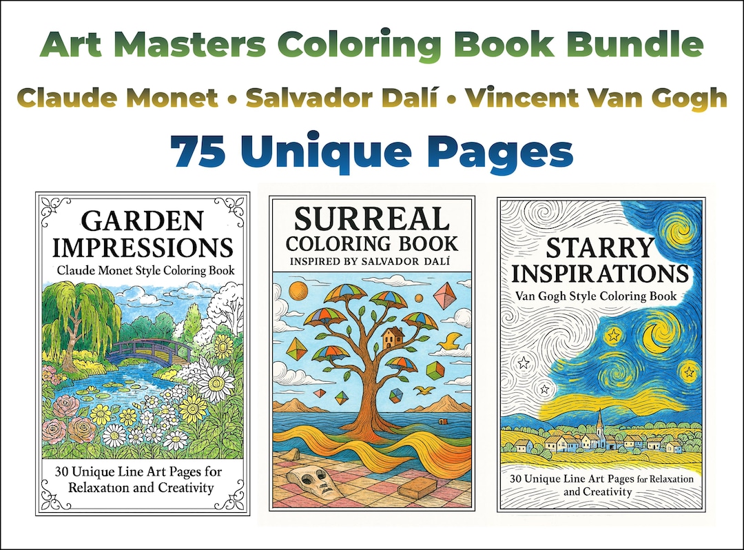 Master Color Book Art Masters Coloring Book Bundle: Monet, Dalí, Van Gogh (PDF Download ...