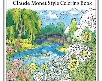 Libro para colorear estilo Monet: Impresiones de jardines, 30 páginas artísticas únicas (PDF)