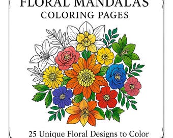 Mandalas florales para colorear: 25 diseños botánicos (PDF imprimible)