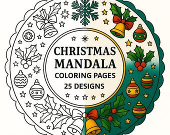 Dibujos de mandalas navideños para colorear • 25 diseños festivos para unas vacaciones relajantes y divertidas