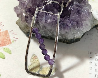 A Grade Amethyst and Sterling Silver Pendant Necklace, February Birthstone jewelry